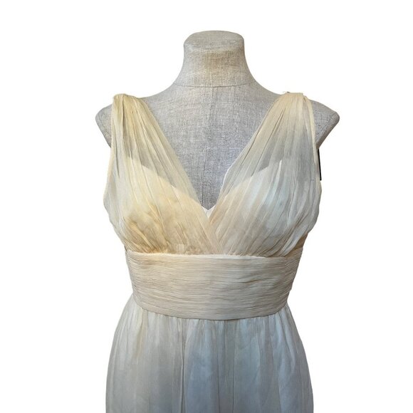 J. Crew NWT Ava Dress Champagne Silk Chiffon Sleeveless Mini Gown - Picture 5 of 14